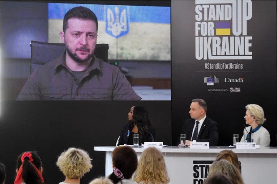 Perswazyjne wystąpienie Zełenskiego podczas konferencji Stand up for Ukraine