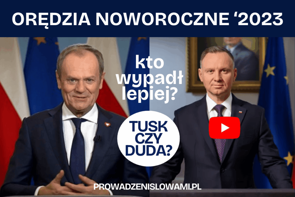 Premier Tusk i prezydent Duda wygłaszają orędzie noworoczne pod koniec 2023 roku